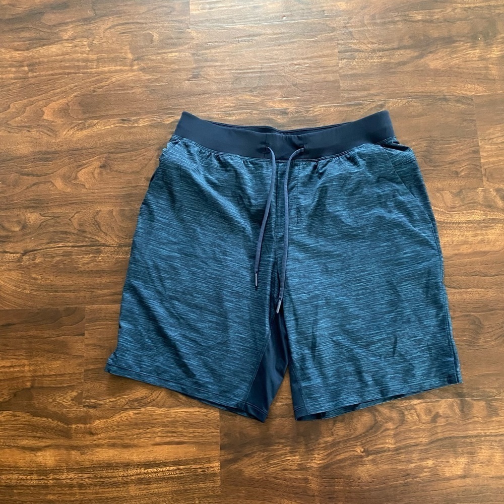 Lululemon T.H.E. Short *Linerless 9" Heather Allover Iron Blue True Navy Size L